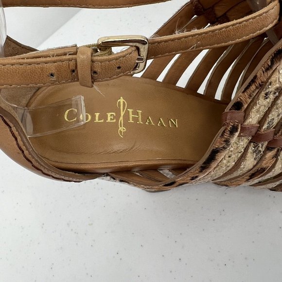 Cole Haan Women's Wedge High Heels Size 6.5B Leopard Snake Print 4" Heels - Picture 12 of 14